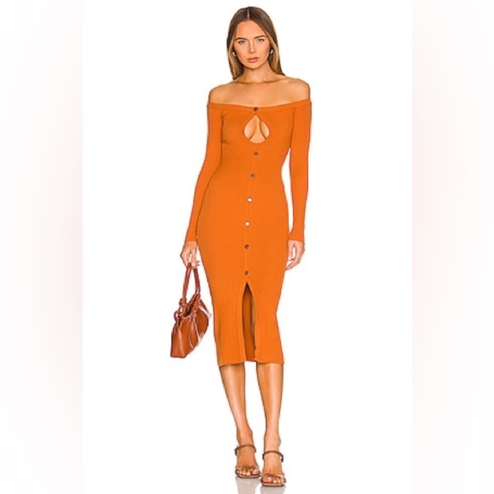 NWT NBD Kali Knit Midi Dress in Copper Copper Small S Party Cocktail Date Night
